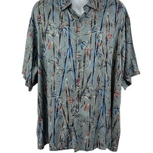 Campia Moda Grey Palm Patterned Camp Shirt, Size 2XL‎